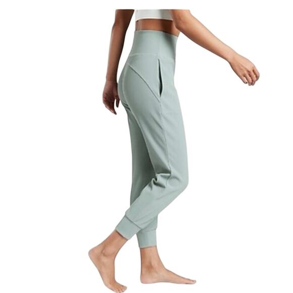 Athleta Pants - Athleta Dusty Blue Ribbed Joggers Size Medium